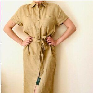 NWOT ~ Lauren Ralph Lauren Belted Linen Shirt Dress - Size 8